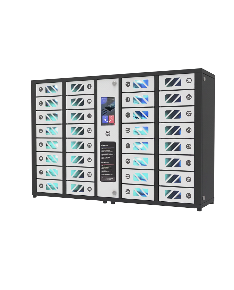 Touchscreen Oplaadkast 32-bay — beveiligde oplaadlockers met pincode